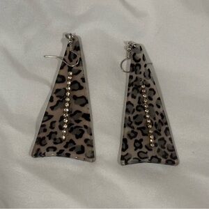 Leopard Print Earrings with Rhinestone Detail